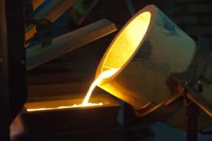 Molten gold process in gold bar casts